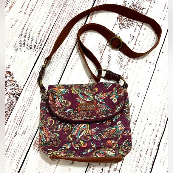 Sakroots peace mulberry treehouse Camden crossbody purple - Picture 1 of 5